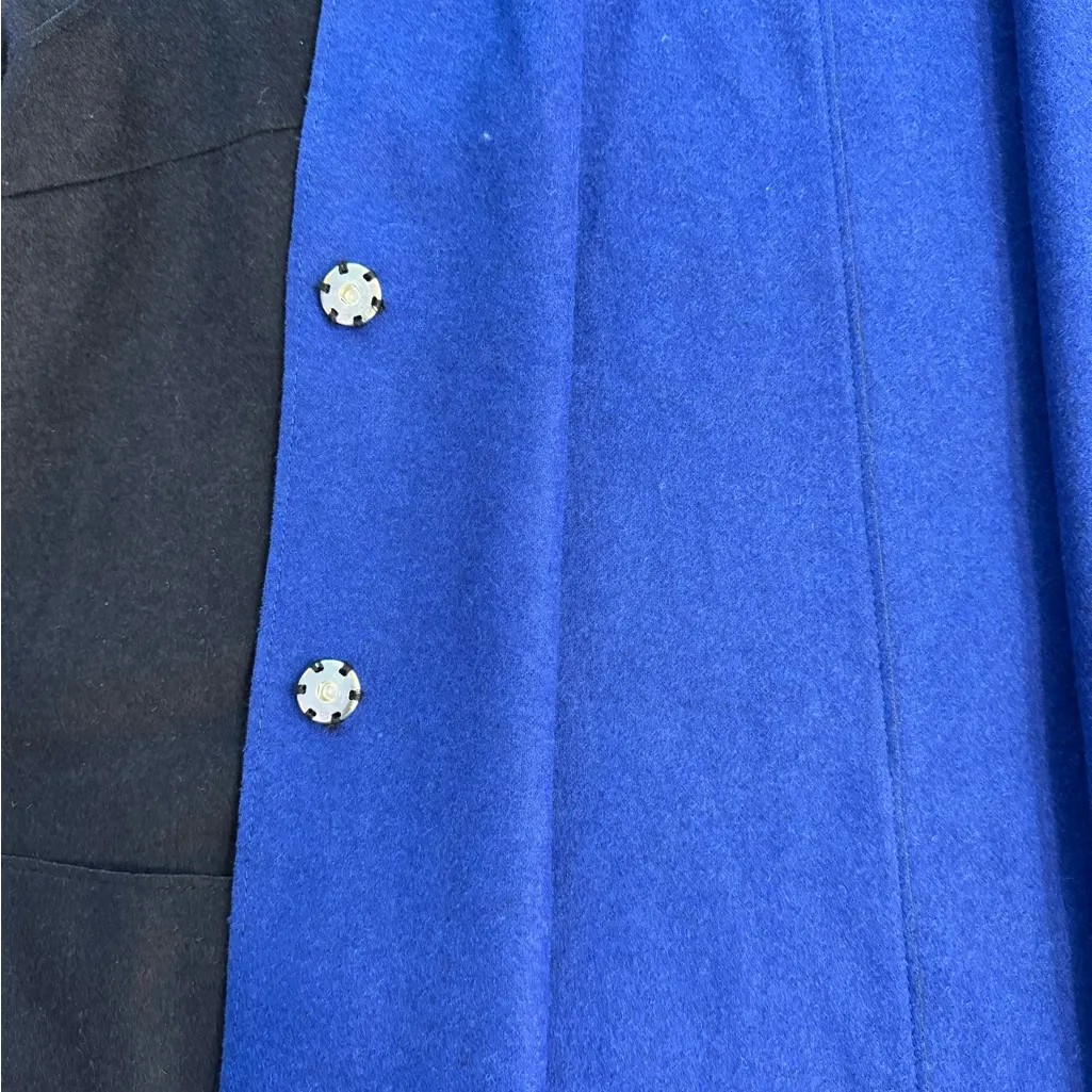 M&S Collection Two Toned Black & Blue Wool Blend Long Coat Sz 16 💛🍄 - Image 8