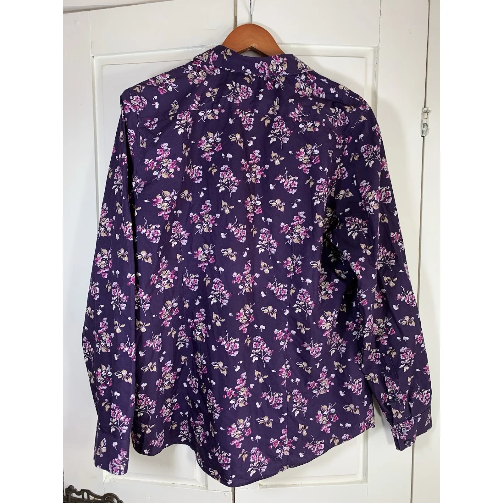 Lands End Shirt Women 18T Floral Non Iron Supima Cotton Button Front Long Sleeve - Image 4