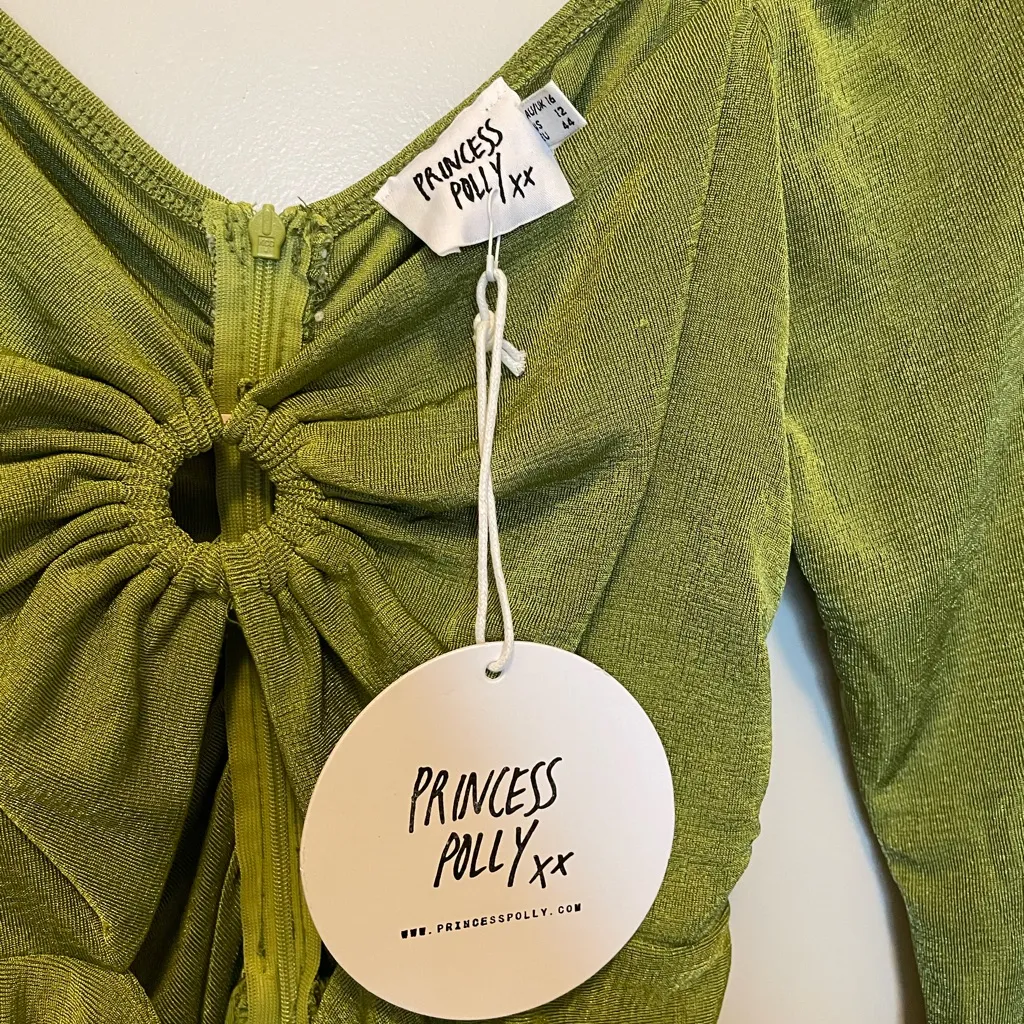 Princess Polly Olive Green Loriella Long Sleeve Romper - Image 7