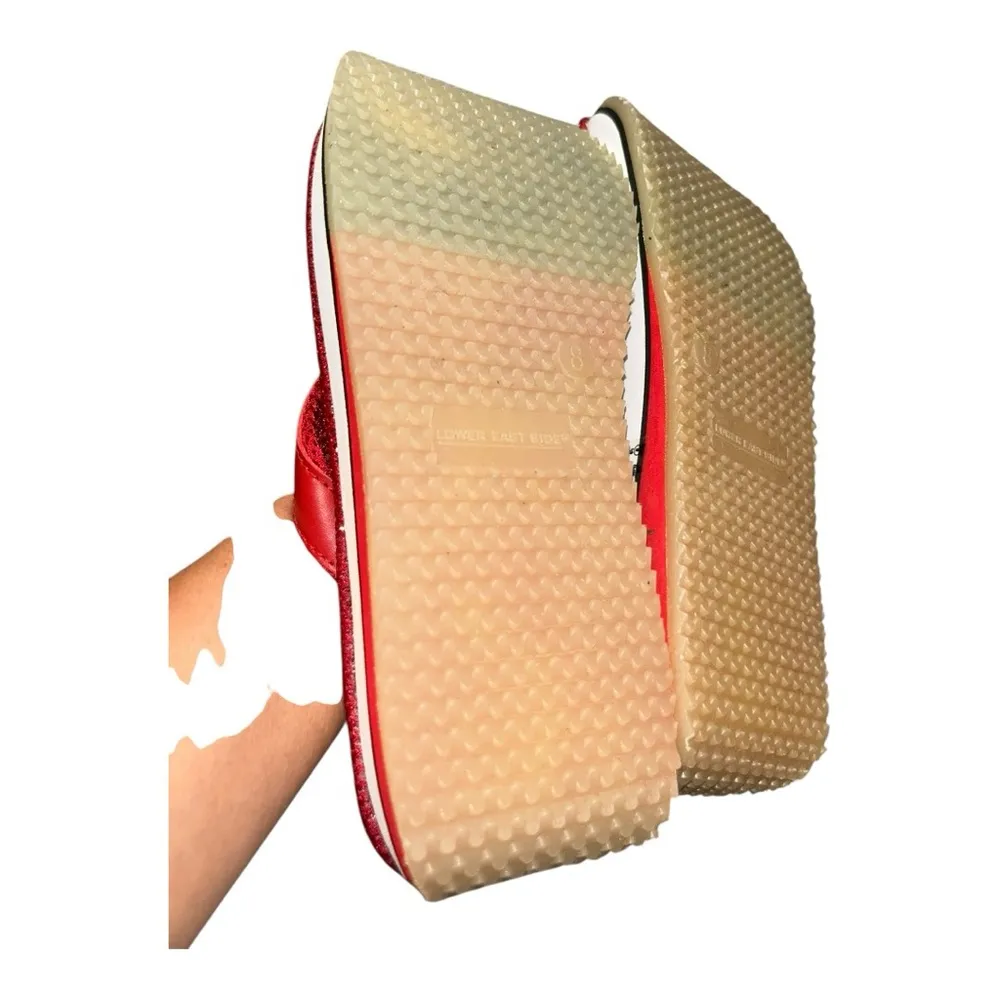 Lower East Side Red Rare Y2K Vintage Platform Flip Flop Sandals Women’s Sz 8 - Image 11