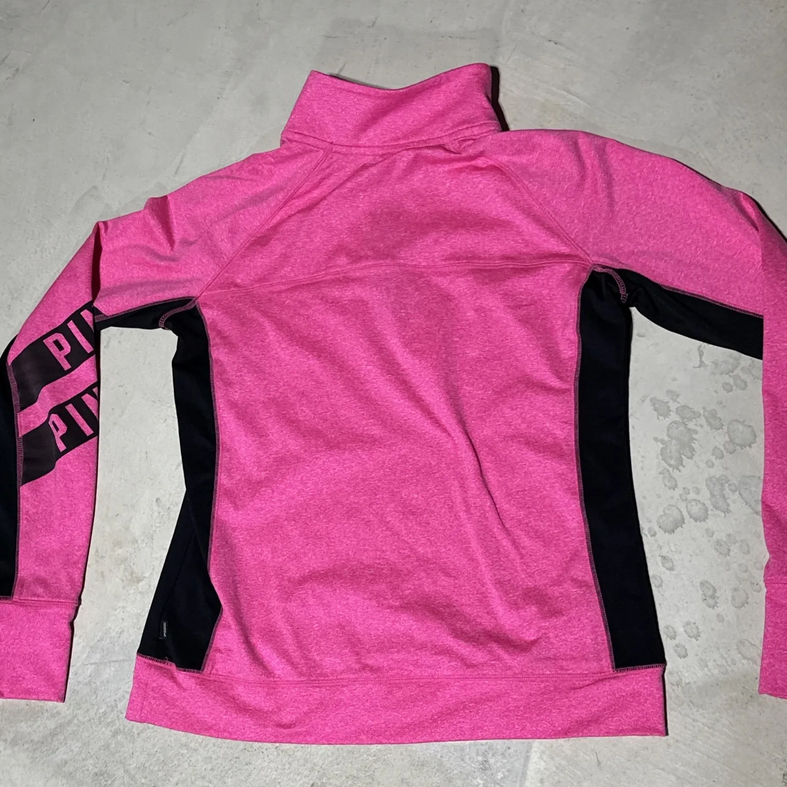 Victoria's Secret Pink and Black 1/4 Zip Pullover Reflective Jacket SZ Large EUC - Image 11
