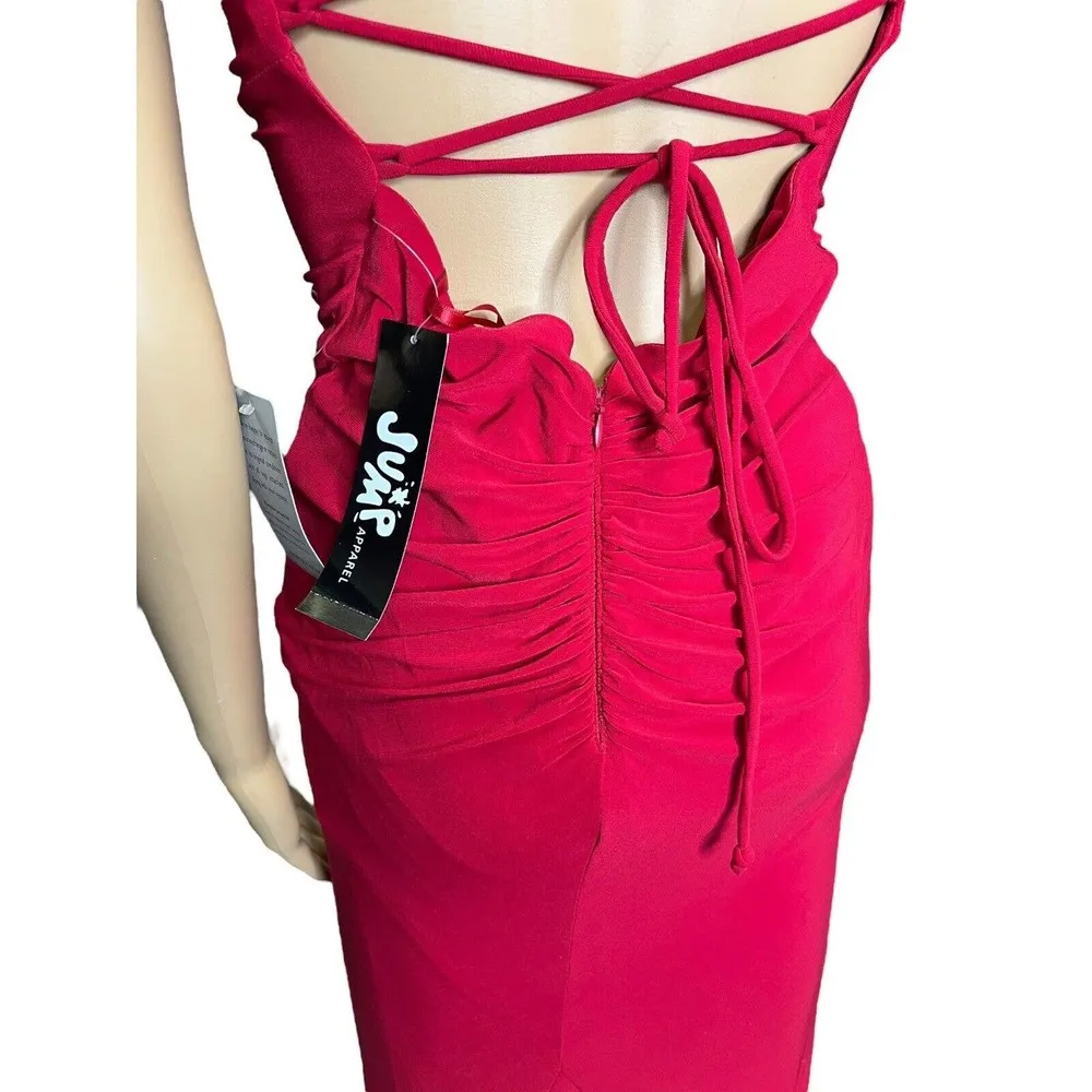 NWD Jump Apparel Red Strappy Back Long Bodycon Formal Gown Size 5/6 - Image 5