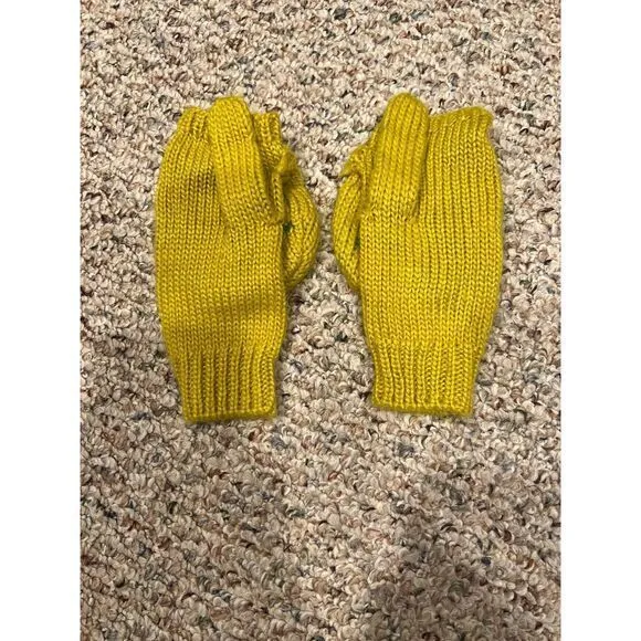 Xhilaration women's yellow with green snowflake acrylic knit flip gloves‎ - Image 2