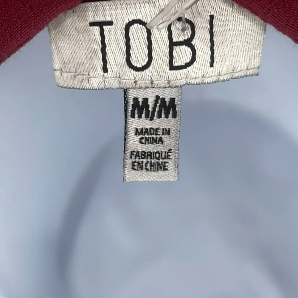 Tobi Button Up Shirt Dress Long Sleeve Collared Faux Wrap Draped Burgundy - Image 8