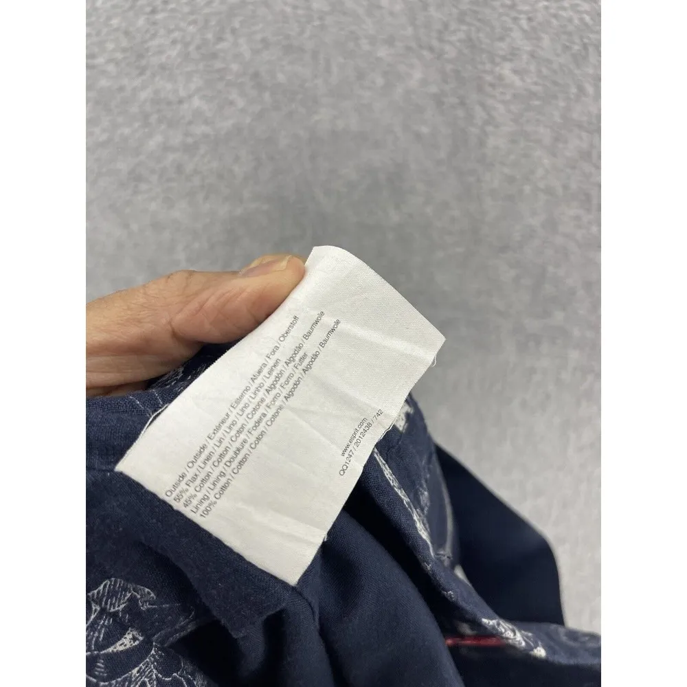 Esprit de Corp Women's A Line Full Skirt Blue Size 4 Floral Belted Linen Cotton - Image 4