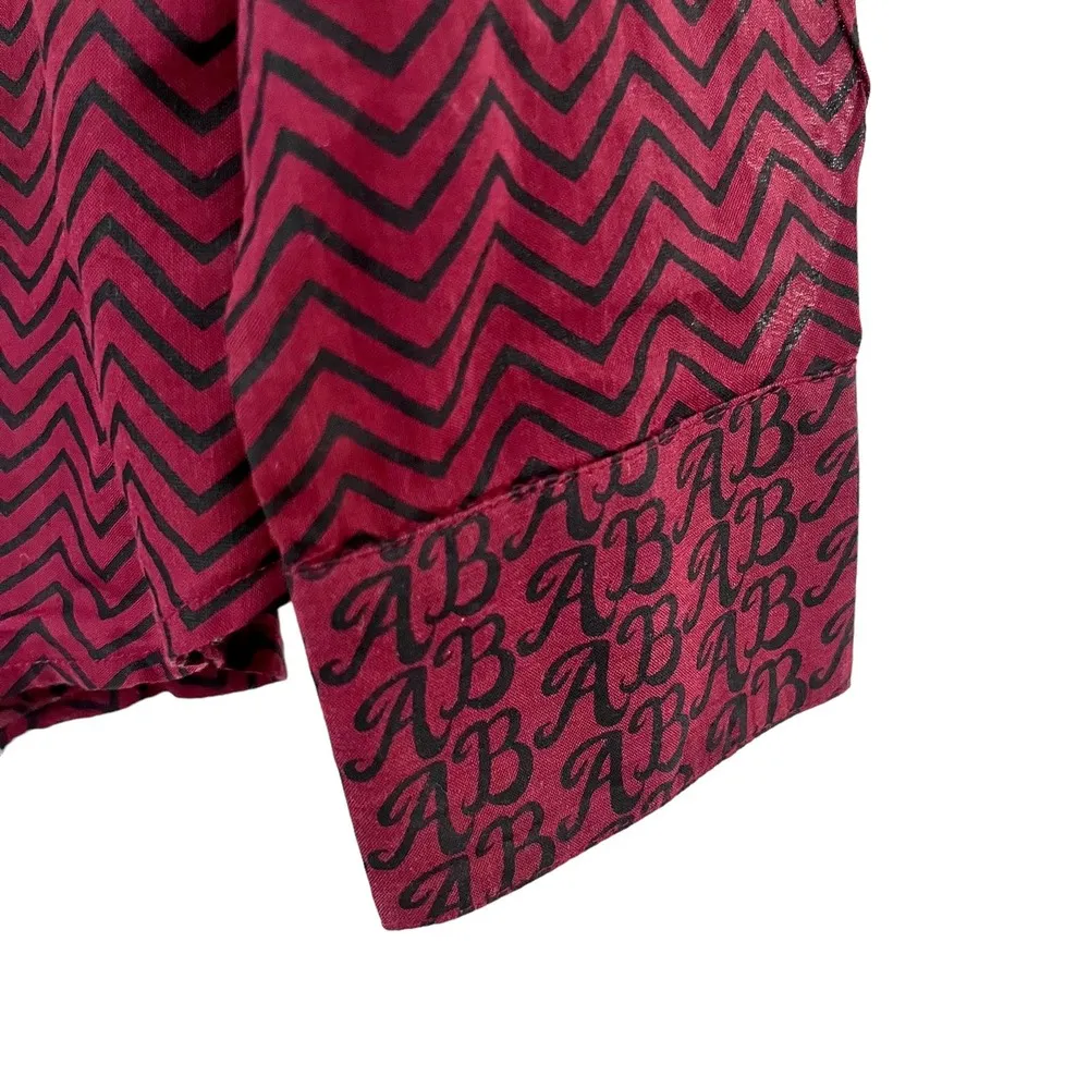 NWT Scotch & Soda Long Sleeve Button Up Semi Sheer Shirt Burgundy Black Small - Image 7