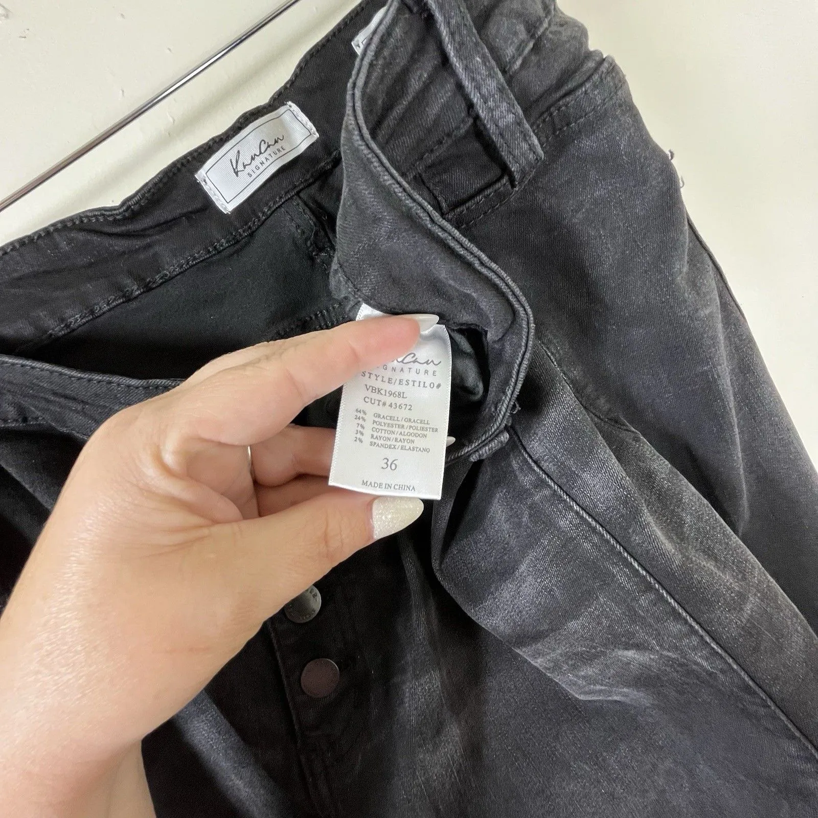 Women's Kancan Kurvy Mid Rise Plus Size 20/22 Super Flare Stretch Jeans Black - Image 7