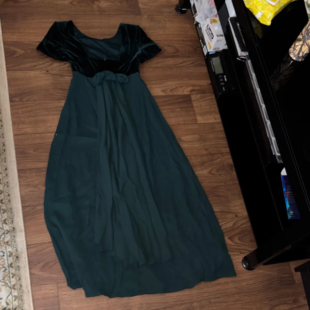 Michaelangelo Elegant Green Velvet Formal Dress Victorian Bridgerton Classic - Image 7