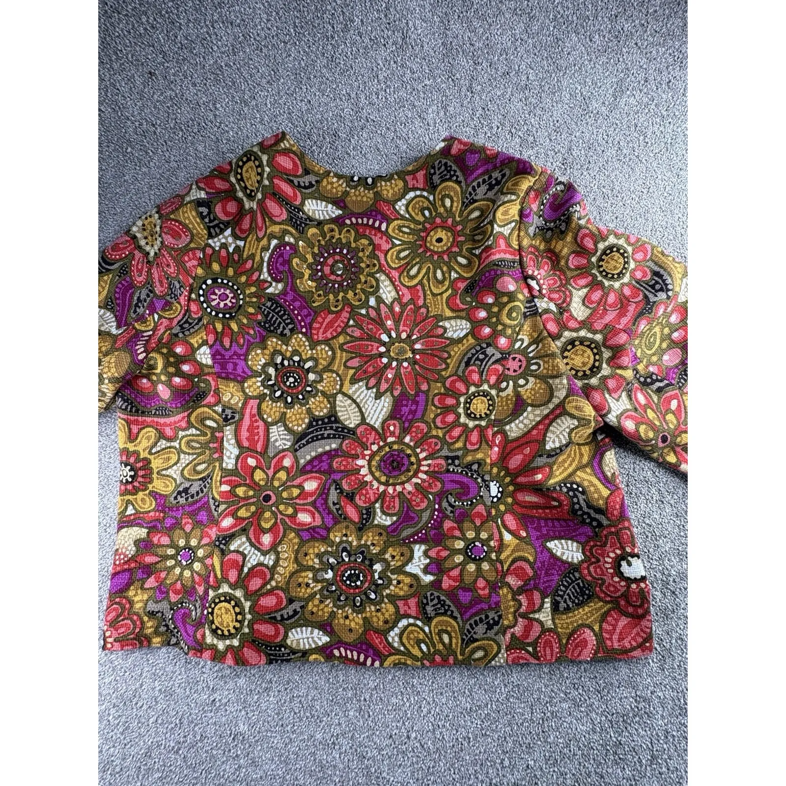 Laura Ashley Womens 3X Boho Floral Tapestry Jacket Lined Sequin Embellished - Image 2