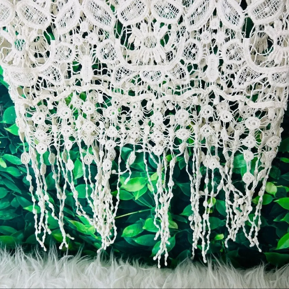 Boho white / ivory crotchet style tank top White Size M - Image 8