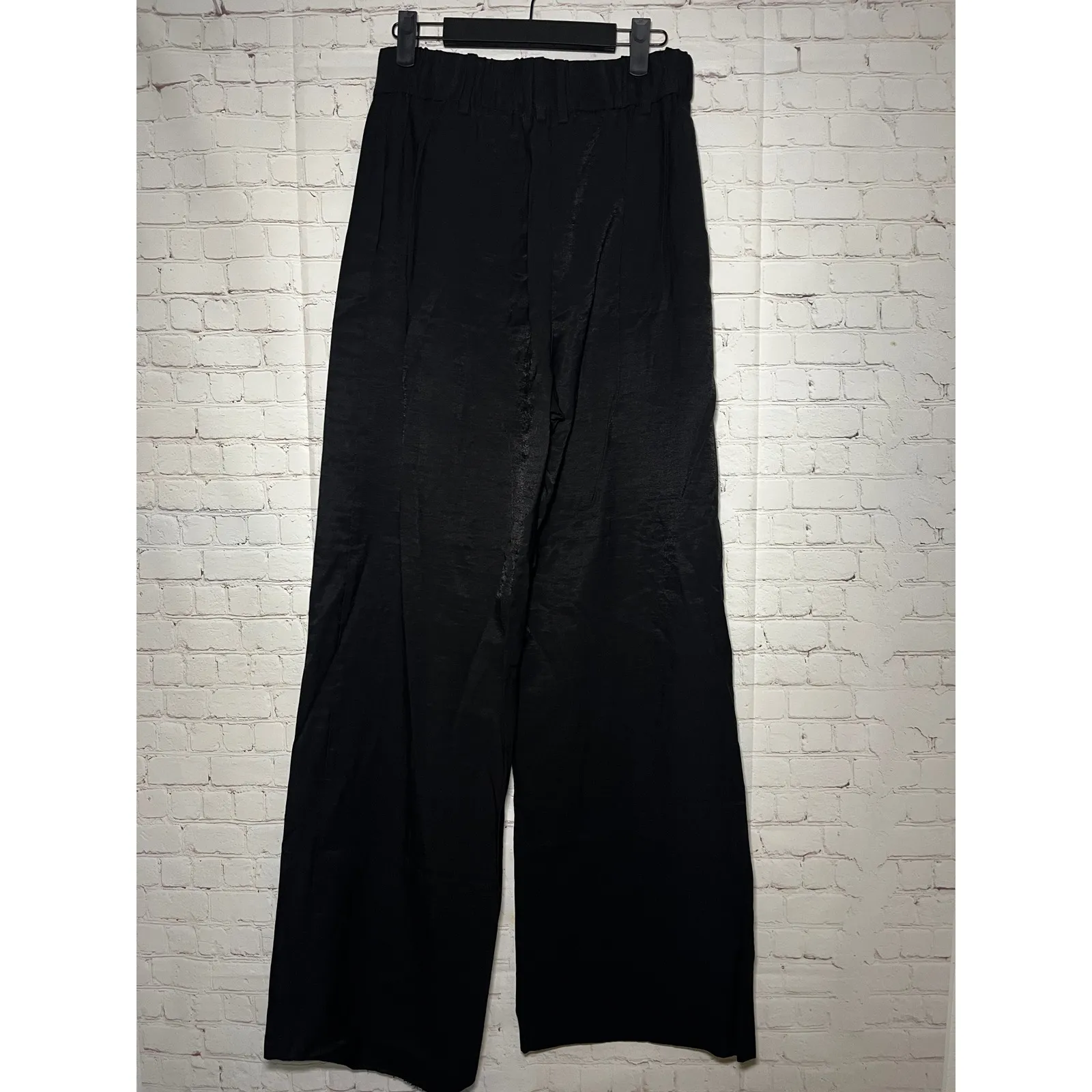 WAYF Wide Leg Tailored Pants Black High Rise Slacks Minimalist Size S - Image 5