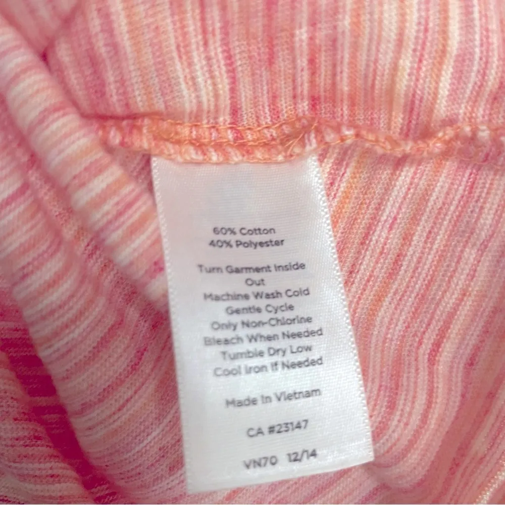 Talbots Womens T Shirt Size Small Pink Orange Short Sleeve Crew Neck Striped - Image 6