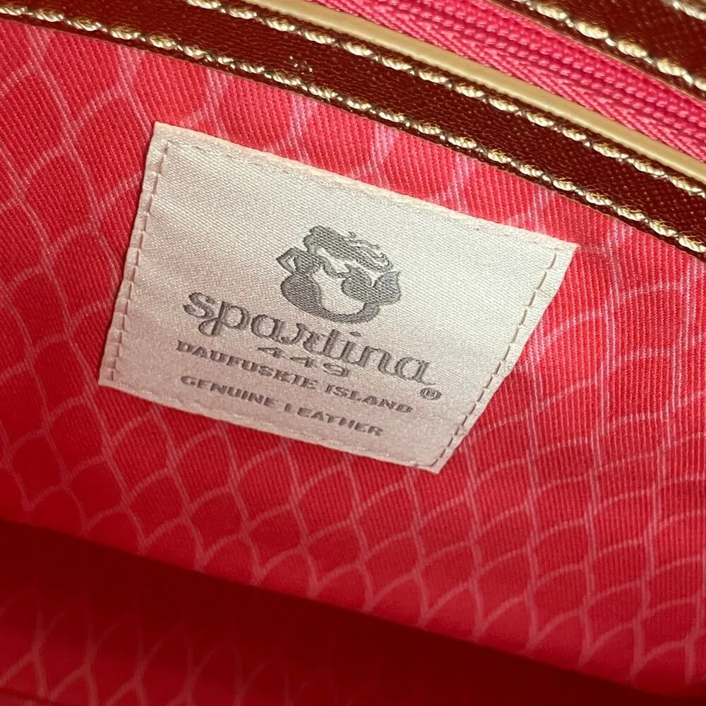 Spartina 449 | Pink Flamingo Print Genuine Leather Shoulder Bag Purse Tropical - Image 10