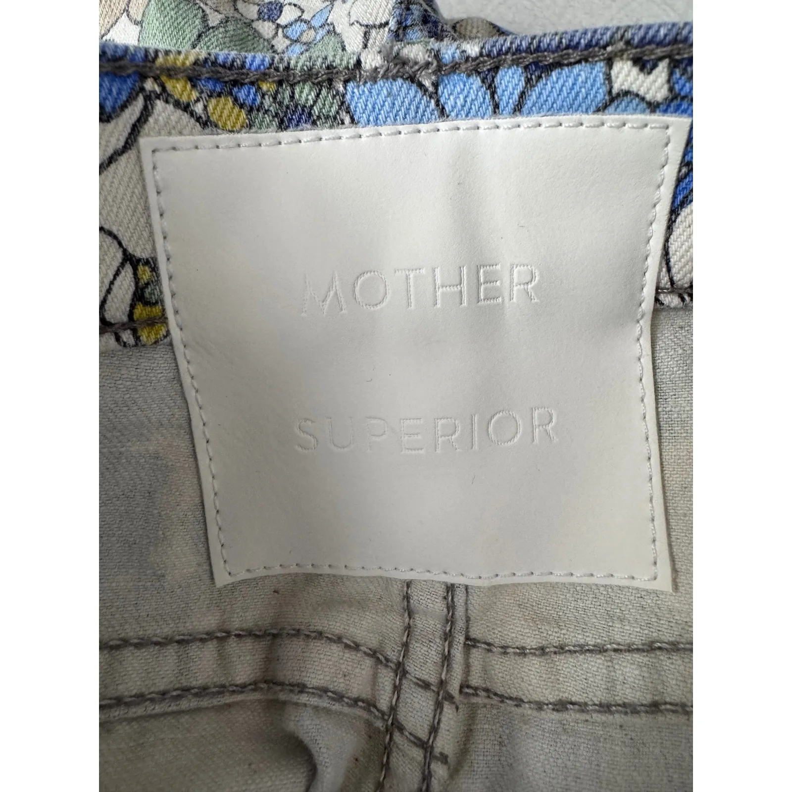 MOTHER Superior‎ Floral Wide Leg Jeans Women's Size 26 Blue Yellow Boho - Image 12