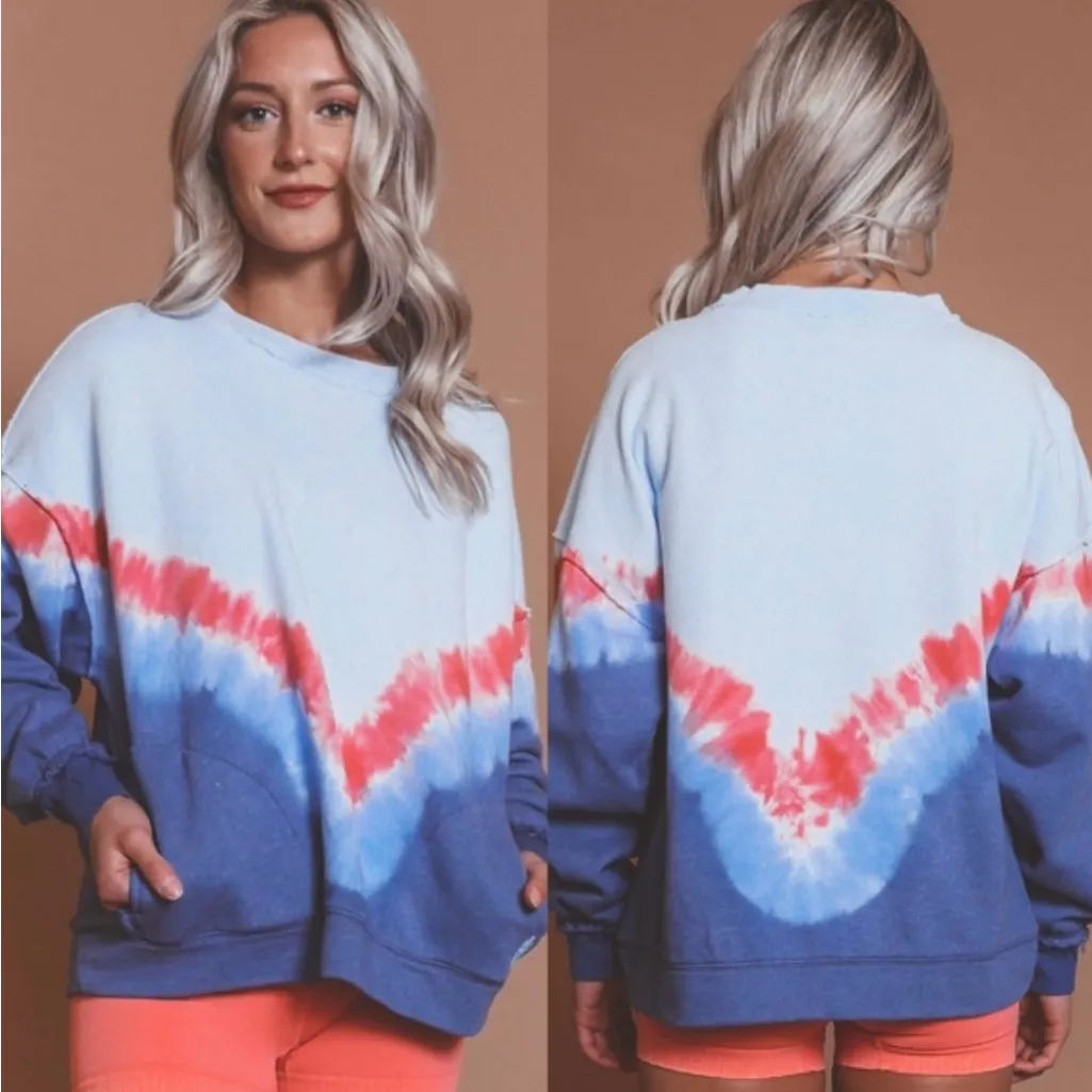 Free People Movement Ombre Metti Crew Sweatshirt Blue Women's Size M Athleisure Size L - Image 2