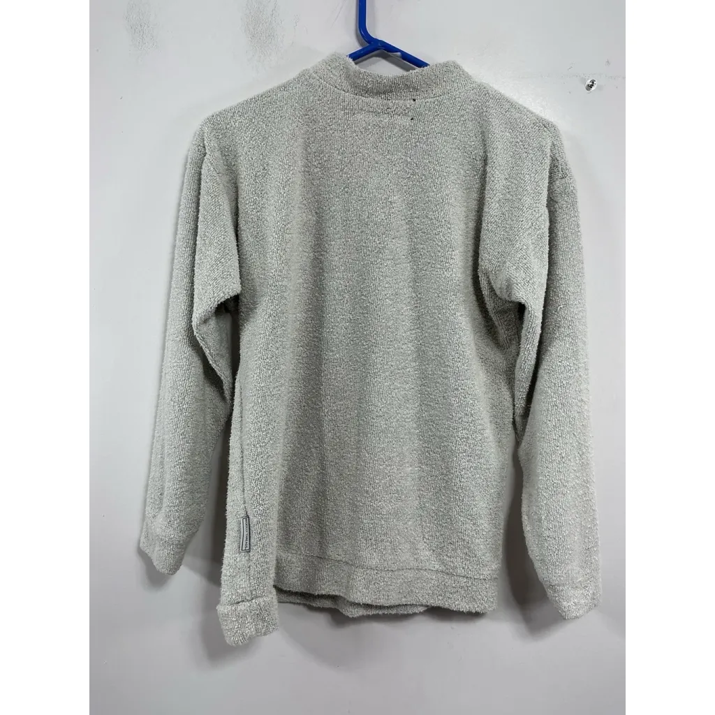 Womans Wooly Threads Long Sleeve Pullover Sweatshirt XS Terry Cloth Mock Neck Gray - Image 2
