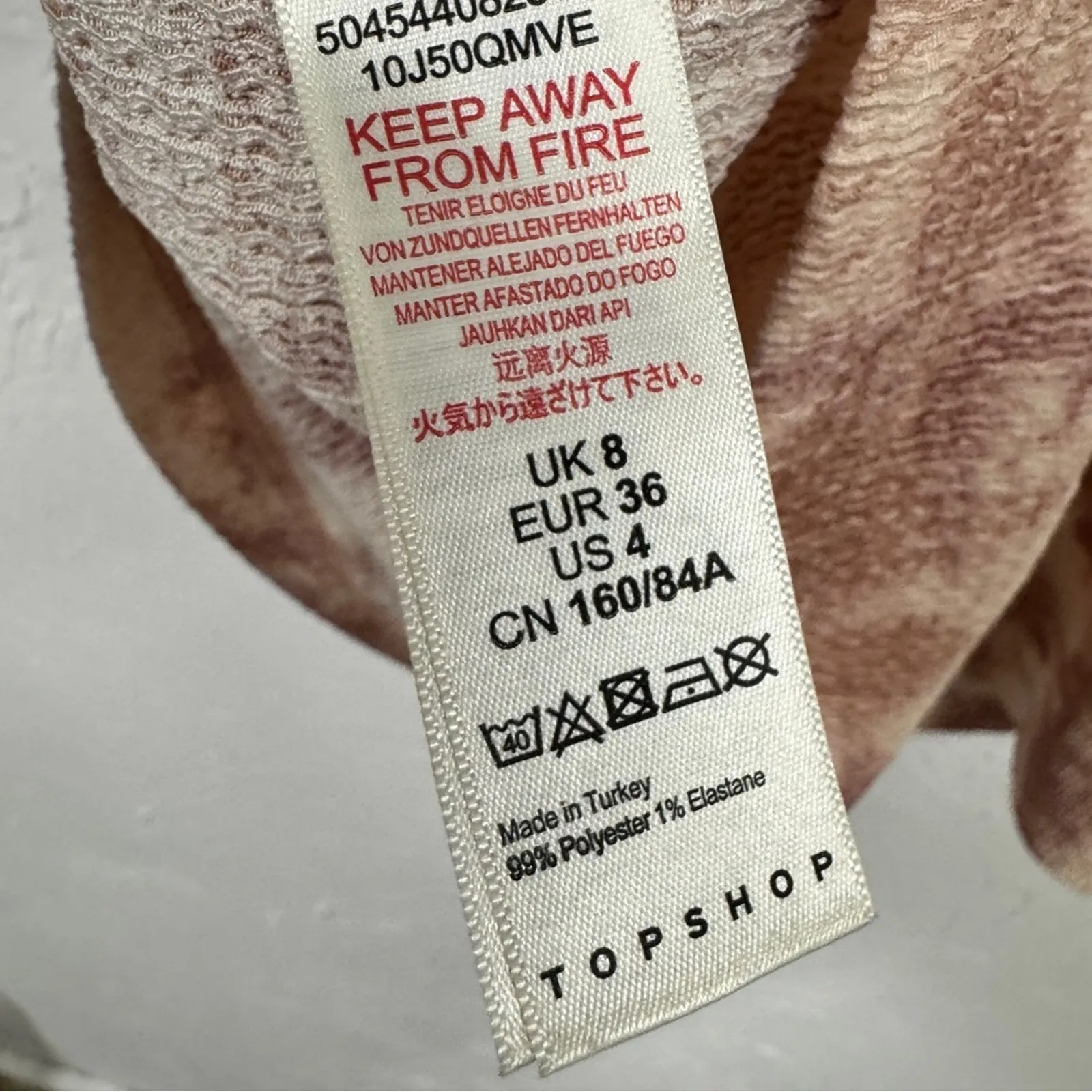 Topshop Pink Cream Tie Dye Strappy Mini Dress Womens 4 Beachy Summer Casual - Image 9