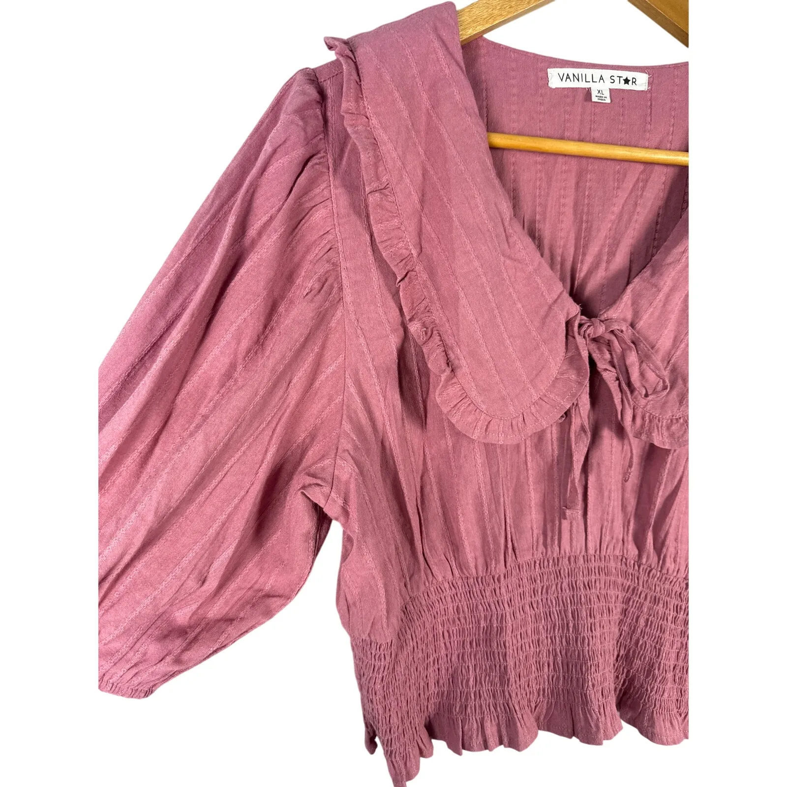 Vanilla‎ Star Puff Sleeve Portrait Collar Top Pink Size XL - Image 6