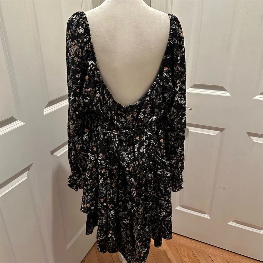 French Kiss Floral Print Mini Dress Ruffled Hem Long Sleeve Women's Size 3X - Image 6