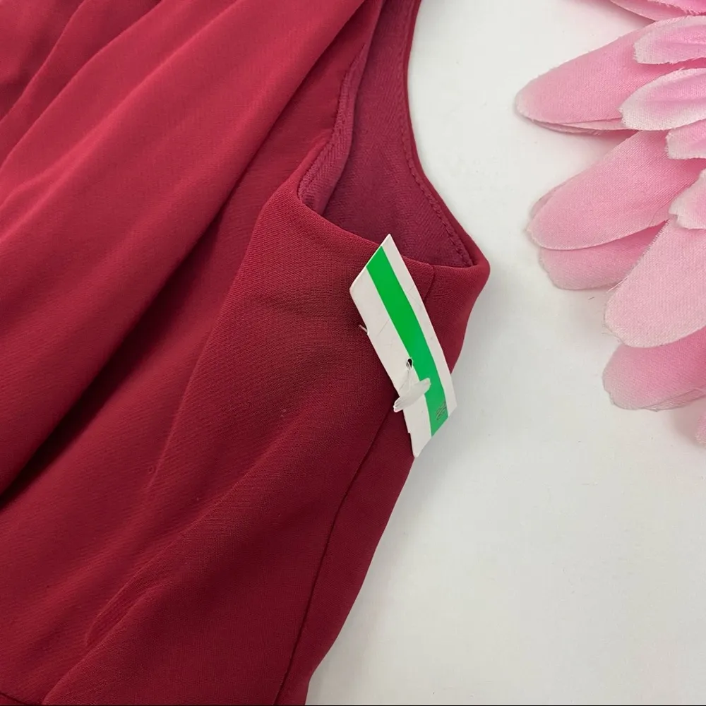 Dessy Collection Shirred Sleeveless Draped Chiffon Maxi Dress Gown: Burgundy Size 4 - Image 8