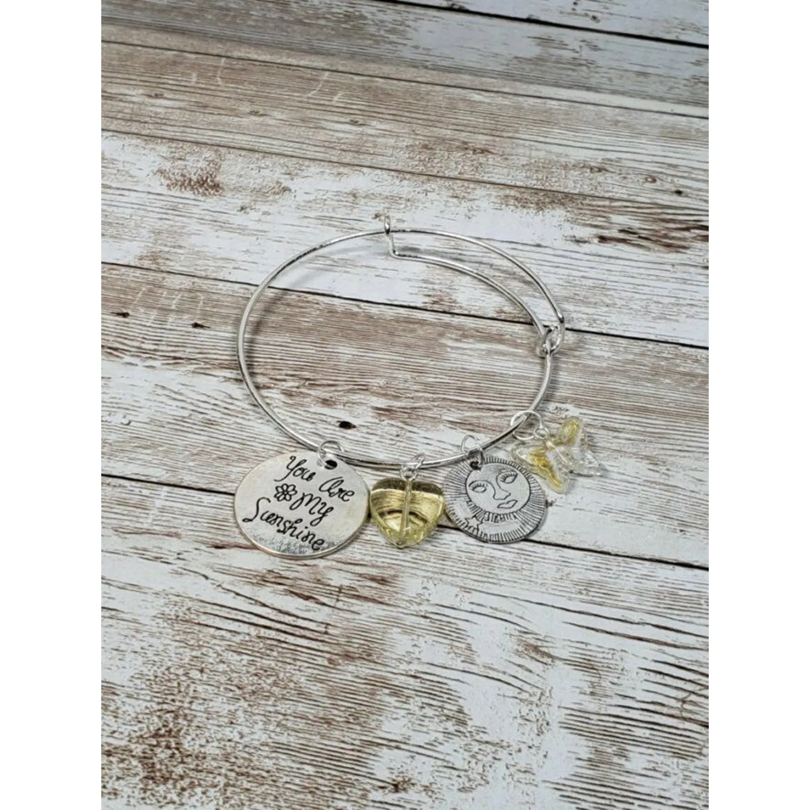 You Are My Sunshine Charm Bangle Silver - Image 2