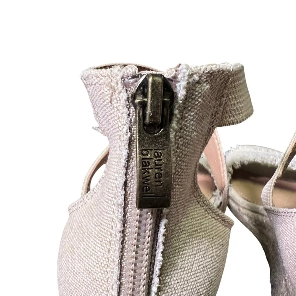 Lauren Blakwell Lizzie Wedge Sandal Frayed Canvas Espadrille Strappy Womans US 7 - Image 10