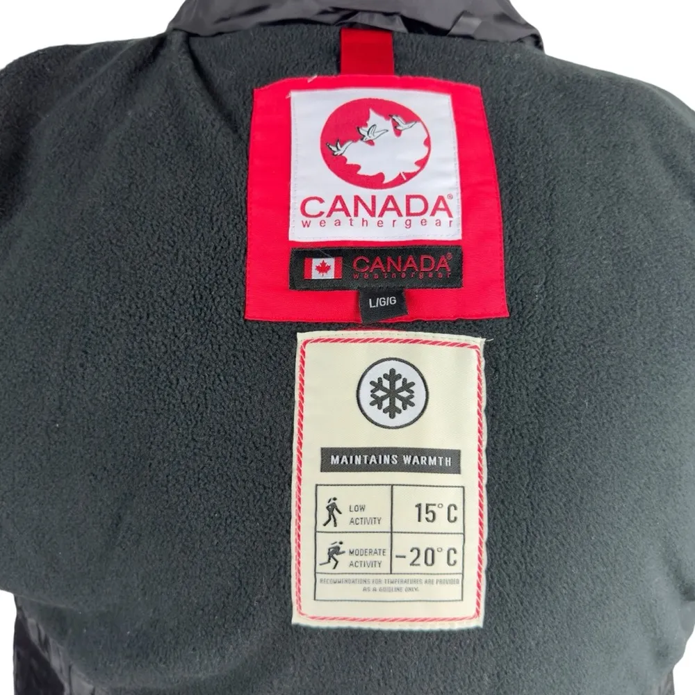 New Canada Weathergear Parka Jacket Coat Heavyweight Faux Fur Hood Black Size L Size L - Image 11