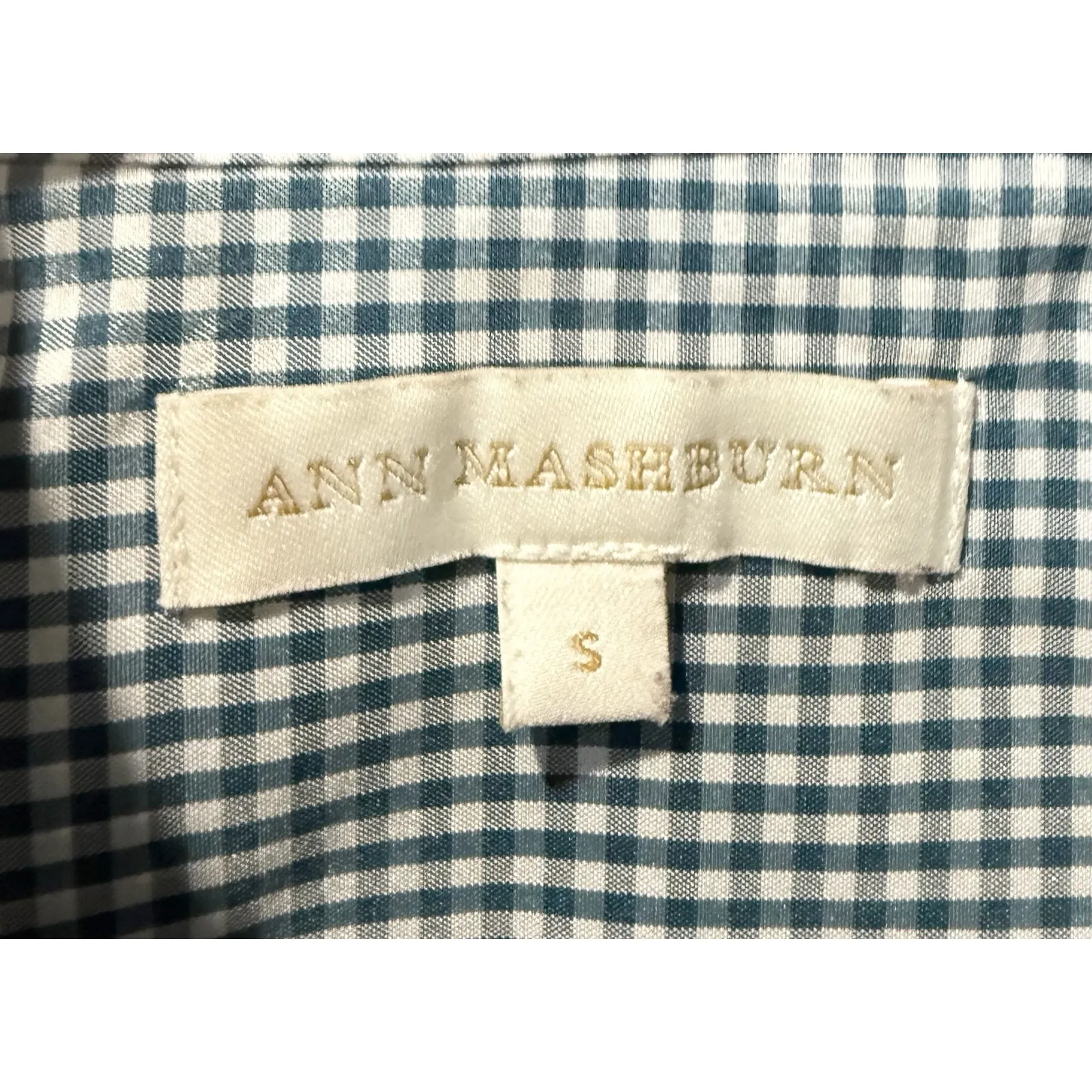 Ann Mashburn Teal Gingham Tomboy Popover Shirt Small Rare Colorway, Classic Prep - Image 4