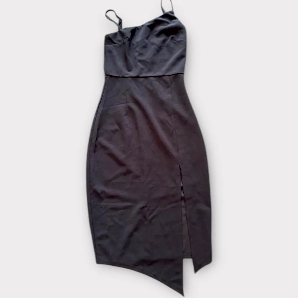 Lulus Shape the Night Black Asymmetrical Midi Dress - Image 5