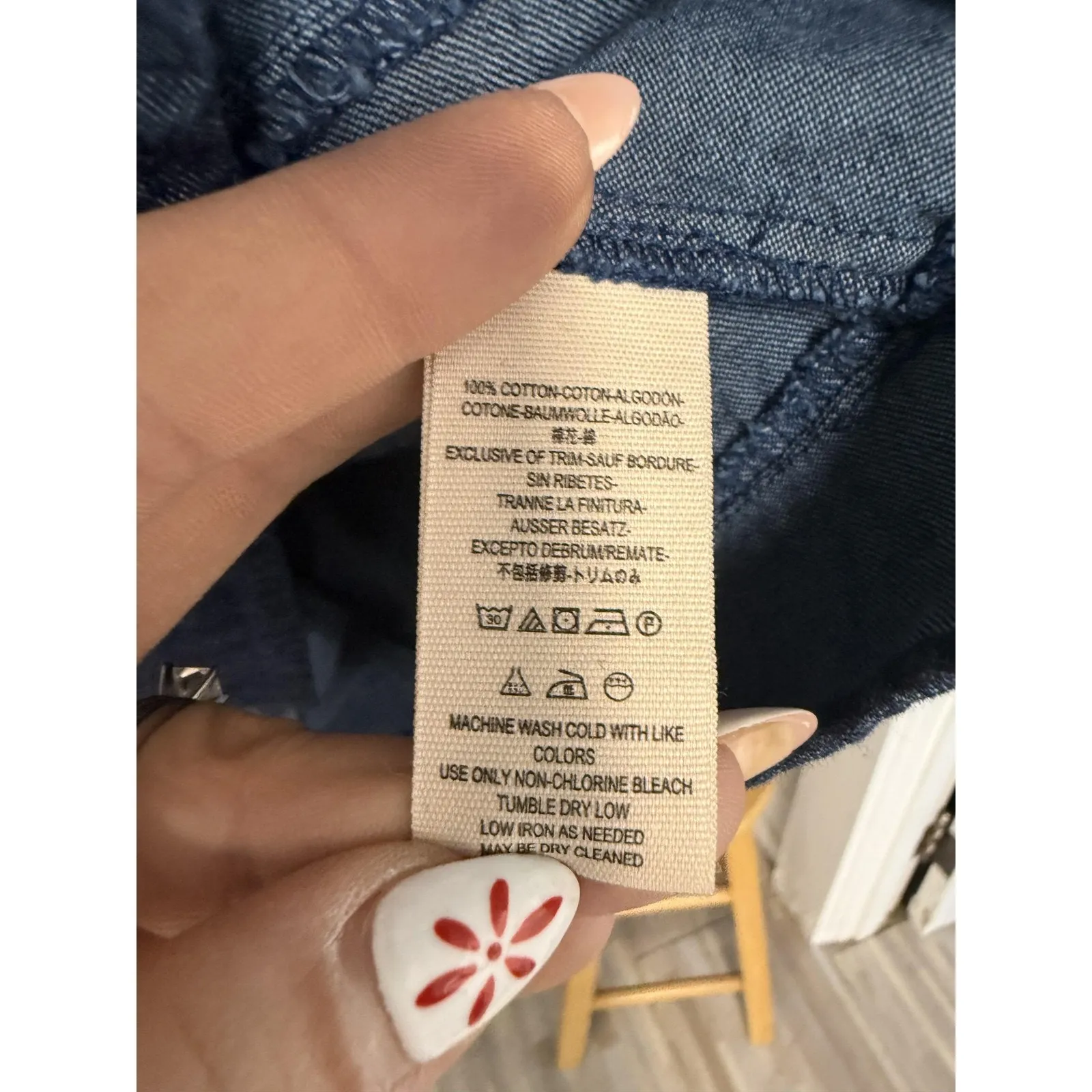 Free People Dress Womens Medium Blue Belted Long Sleeve Denim Mini Zip Back - Image 7