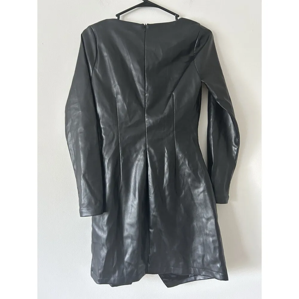 Hello Molly Black Catwoman Mini Dress Asymmetrical Front Slit Sexy Party Medium - Image 3