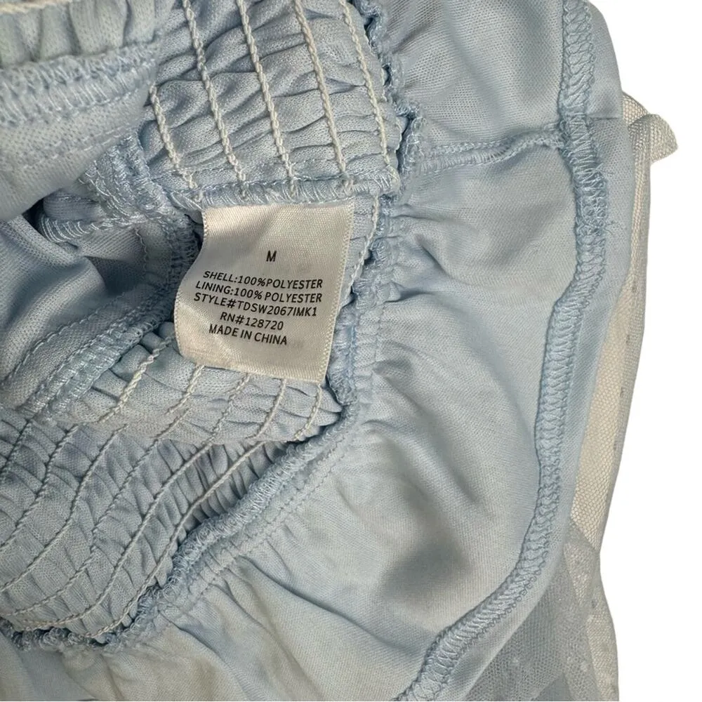 Audrey Parks Francesca’s Boutique Soft Blue Tulle Blouse Sheer Long-Sleeve Crop - Image 5