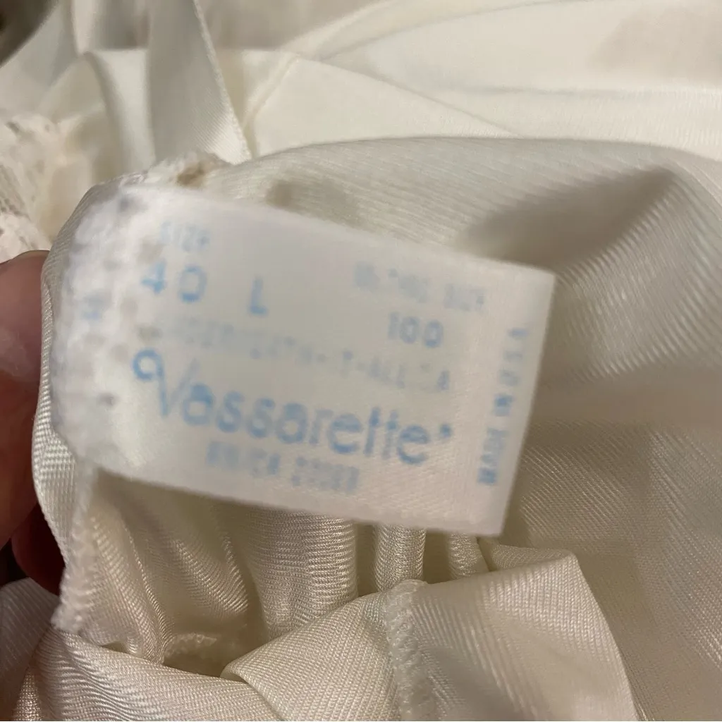 Vassarrette Womens Vintage Full Slip L Large 38” White Satin & Lace Babydoll - Image 8