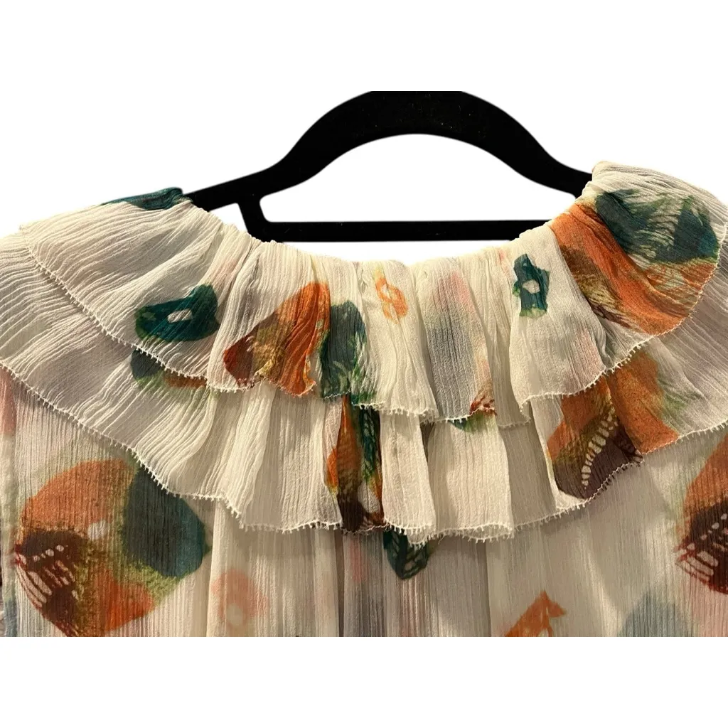 Ulla Johnson Zina Mini Dress Size Medium 100% Silk Floral Aurora Print Chiffon - Image 9