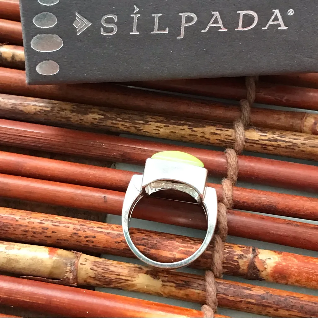 Silpada Sterling Silver Illuminated Square Green Mother of Pearl Size 7 - Image 8