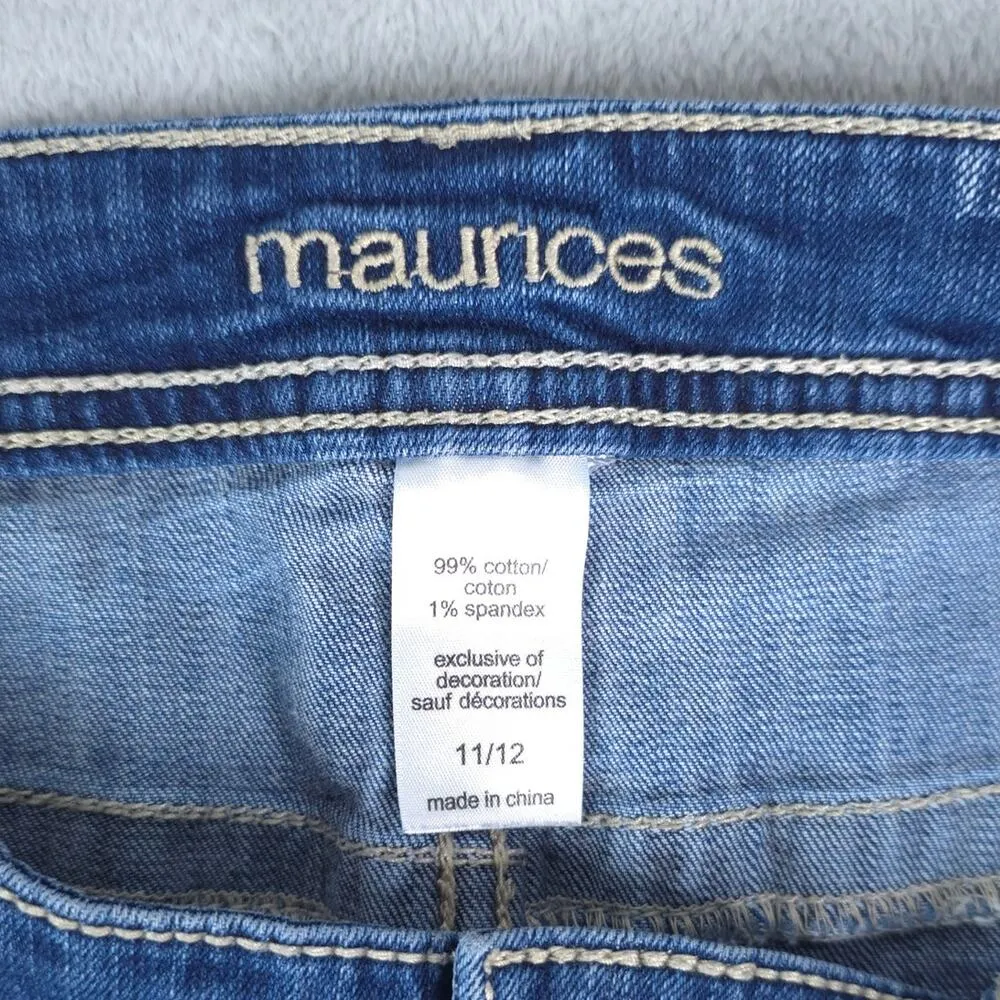Maurices Shorts Womens 11/12 Blue Denim Cutoff Booty Hotpants Distressed 3" - Image 7