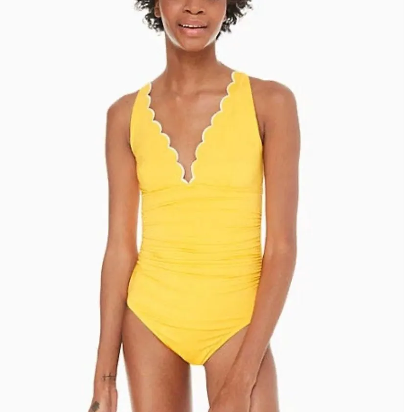 Kate Spade New York Womens One-Piece Swimsuit Limon Yellow LG Designer EUC Sexy - Image 2