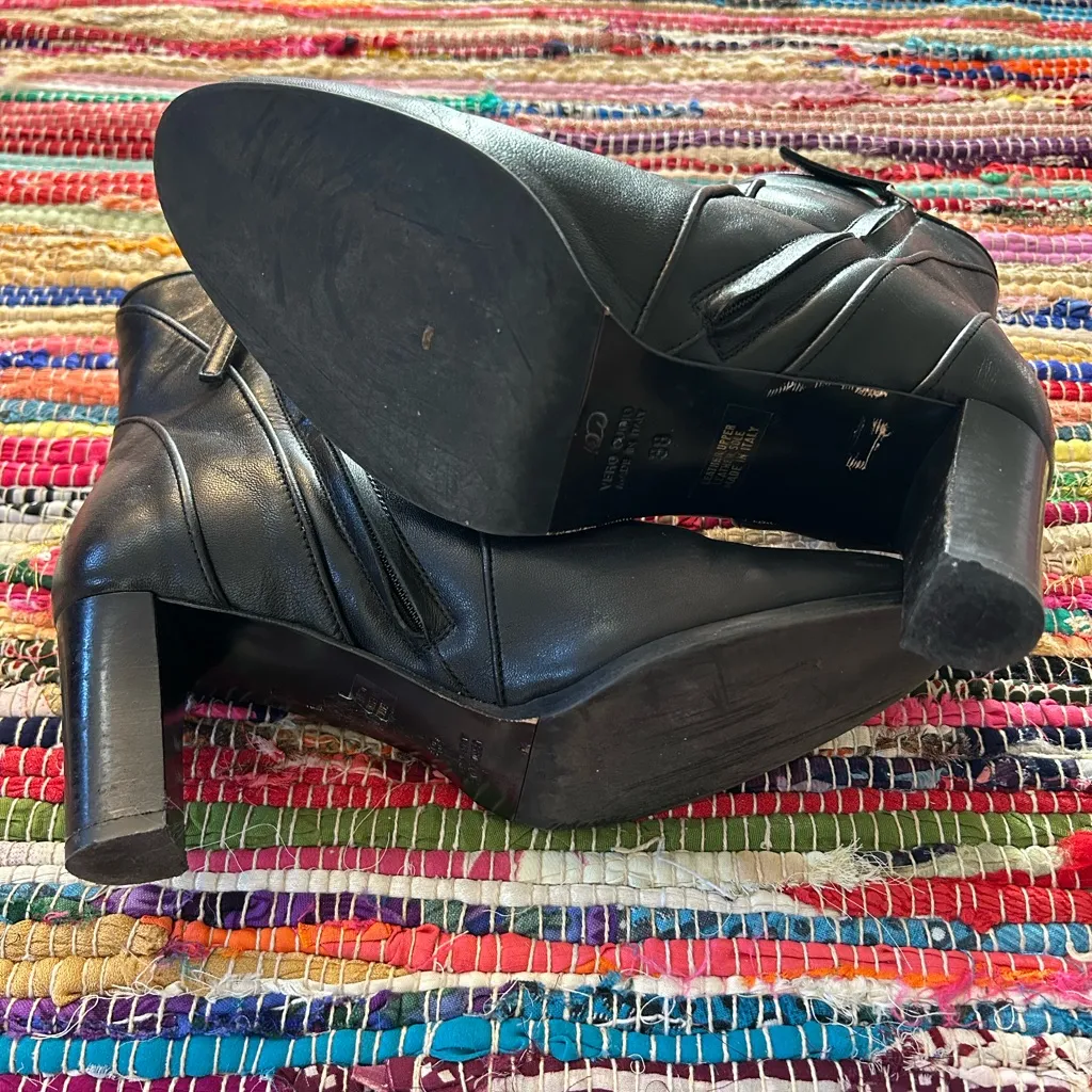 Grigiarancio Ankle Leather Boots Shoes Designer Made In Italy Black Women 7.5 - Image 6