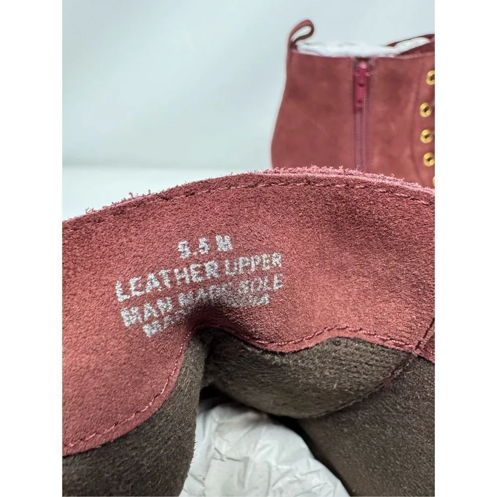 Diba Blake Suede Bootie Burgundy Ankle Boot Lace Up Wedges Size 9.5 NWOB Red - Image 11