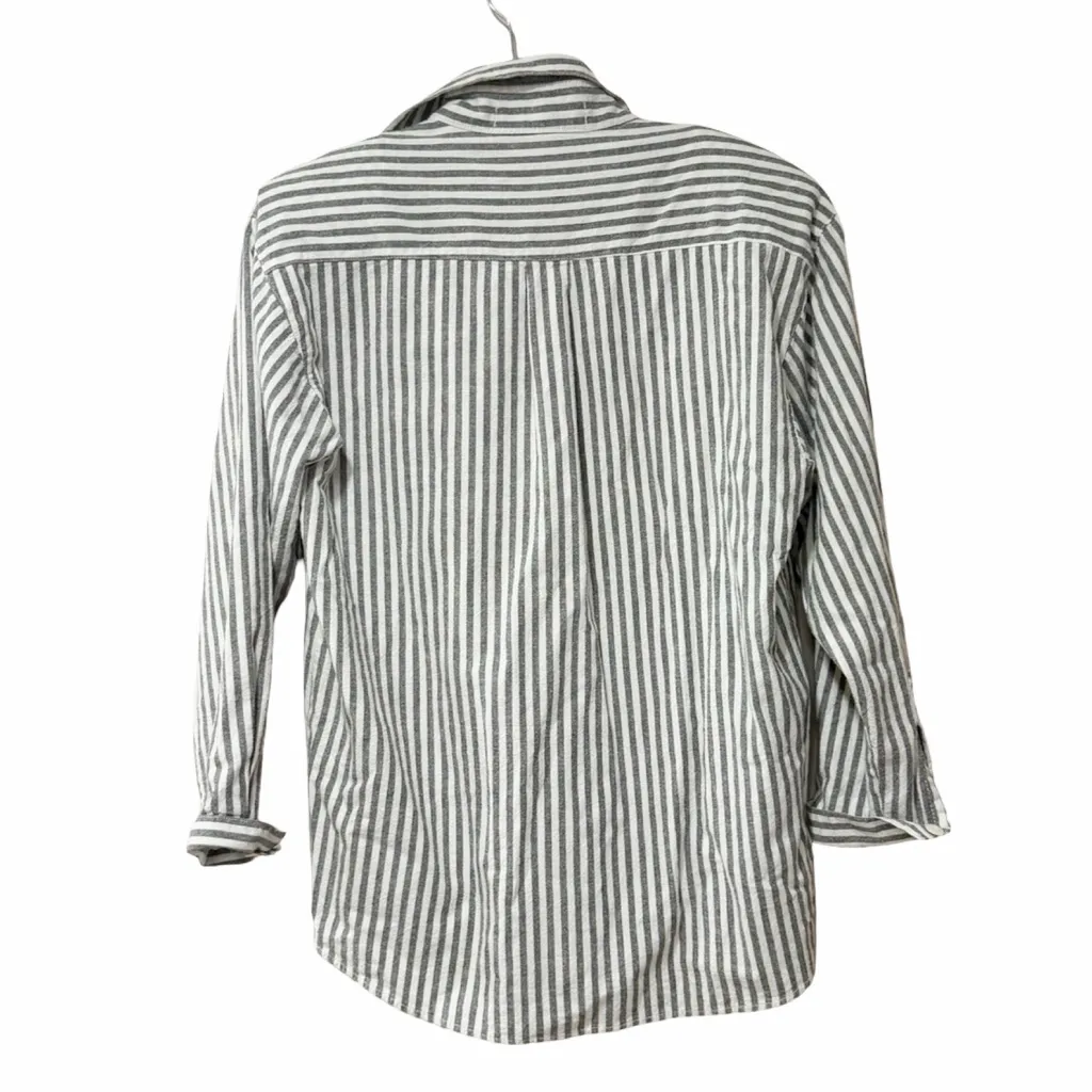 VINTAGE JANE ASHLEY Embroidered Striped Gray Western Button Down Shirt Sz M - Image 3