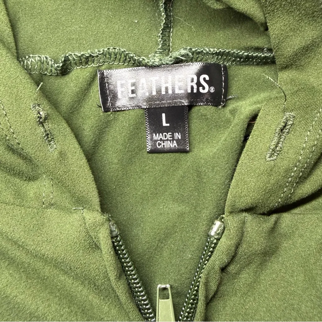 Feathers Olive Jacket with White Stripes Green Size L - Image 3