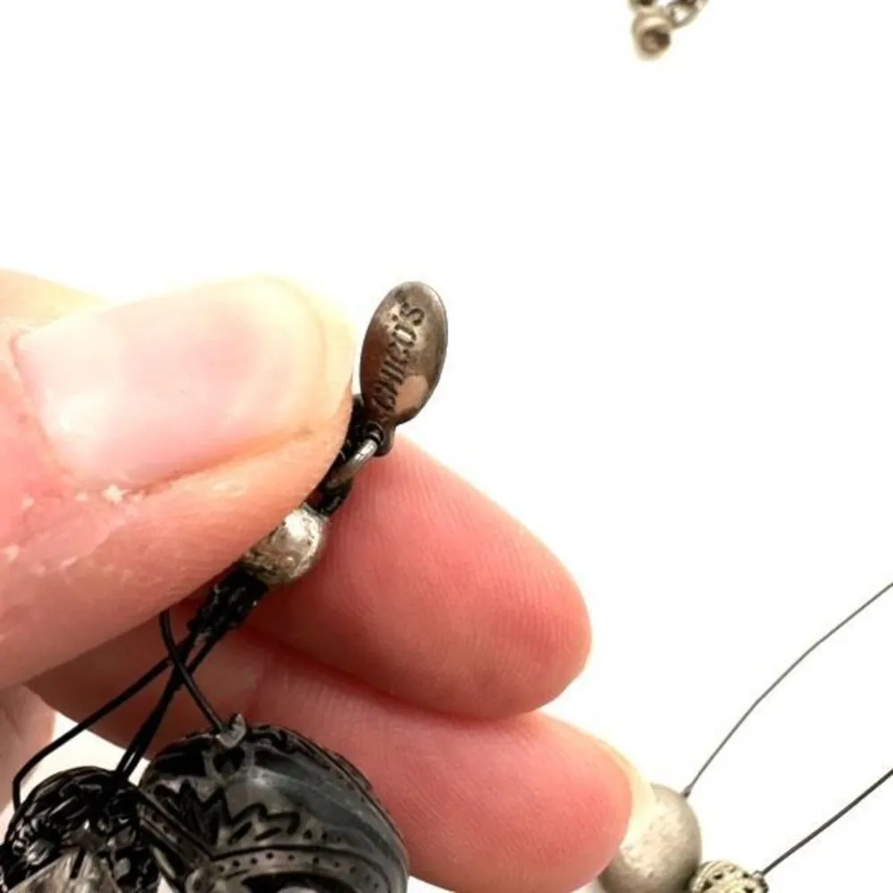 Chico’s multi-layer gemstone beaded wire necklace delicate dainty career neutral - Image 5