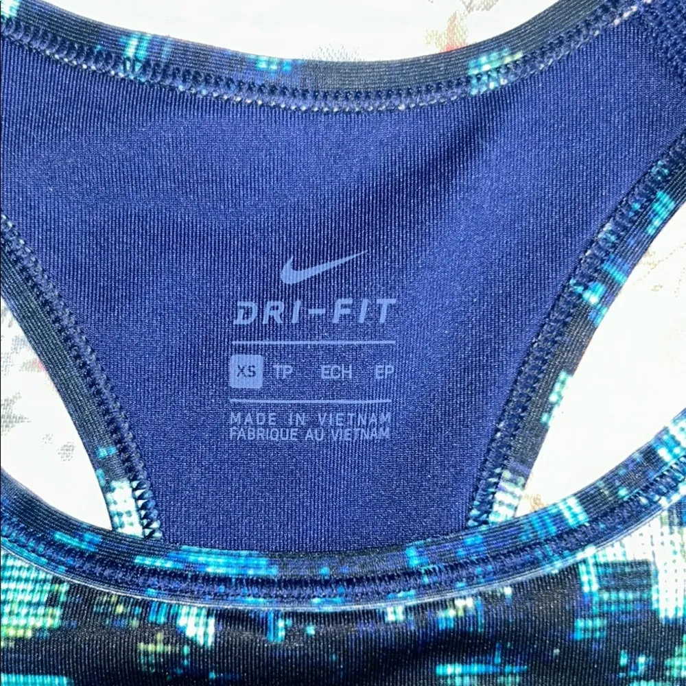 Nike Size XS Dryfit Blue and Green Sports Bra with Racerback Design - Image 2