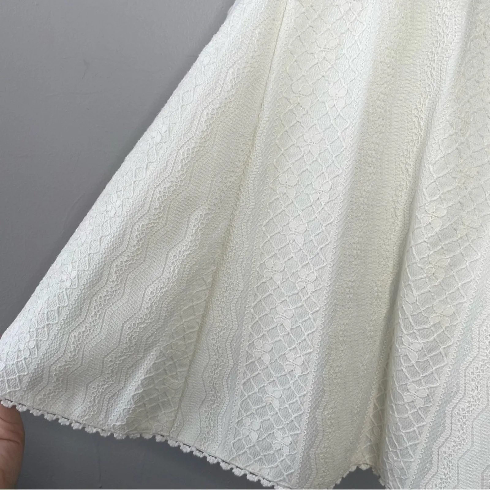 FREE PEOPLE White Mini Dress Womens 2 Bridal Wedding Spring Lace Honeymoon Date - Image 5