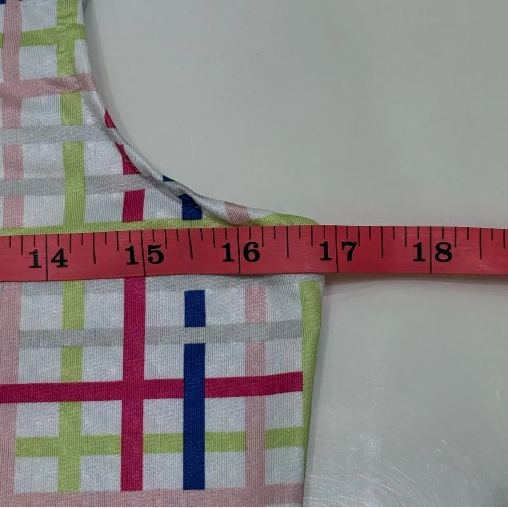 SanSoleil Plaid quarter zip sleeveless pink white blue green gray golf top small - Image 5