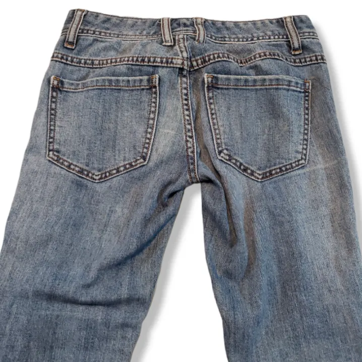 Free People Jeans Size 24 Skinny Raw Hem Distressed Destroyed Blur Denim Pants Women's Low Rise Jeans  - Image 4