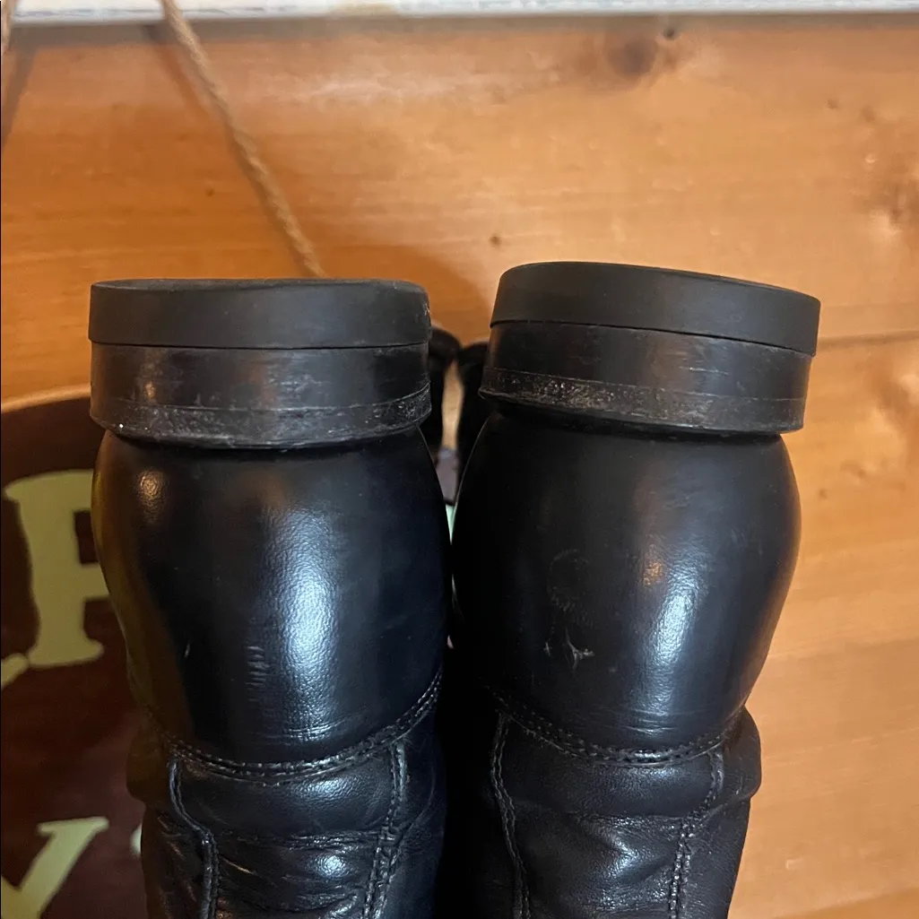 Vintage Justin Kiltie Leather Black Mid Calf Western Equestrian Lace Riding Boot - Image 9