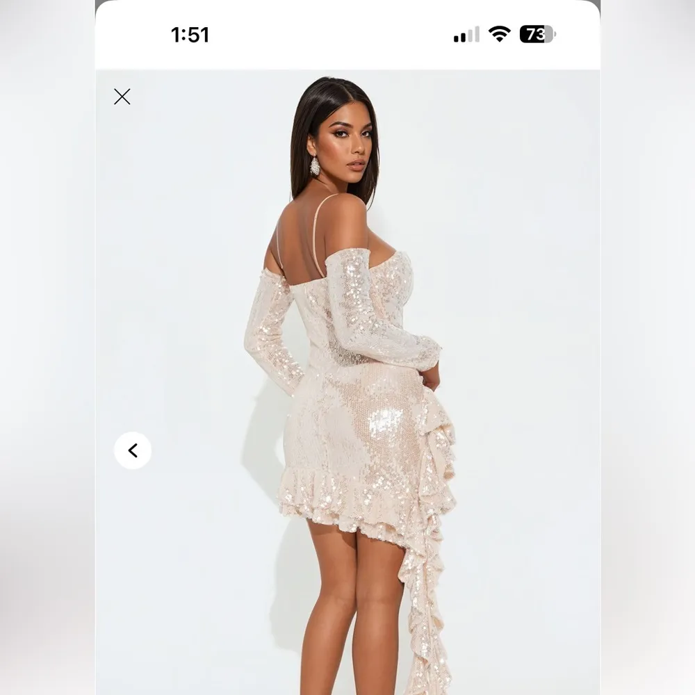 Elegant Sequin Long Sleeve Dress Pink Size XS - Image 2