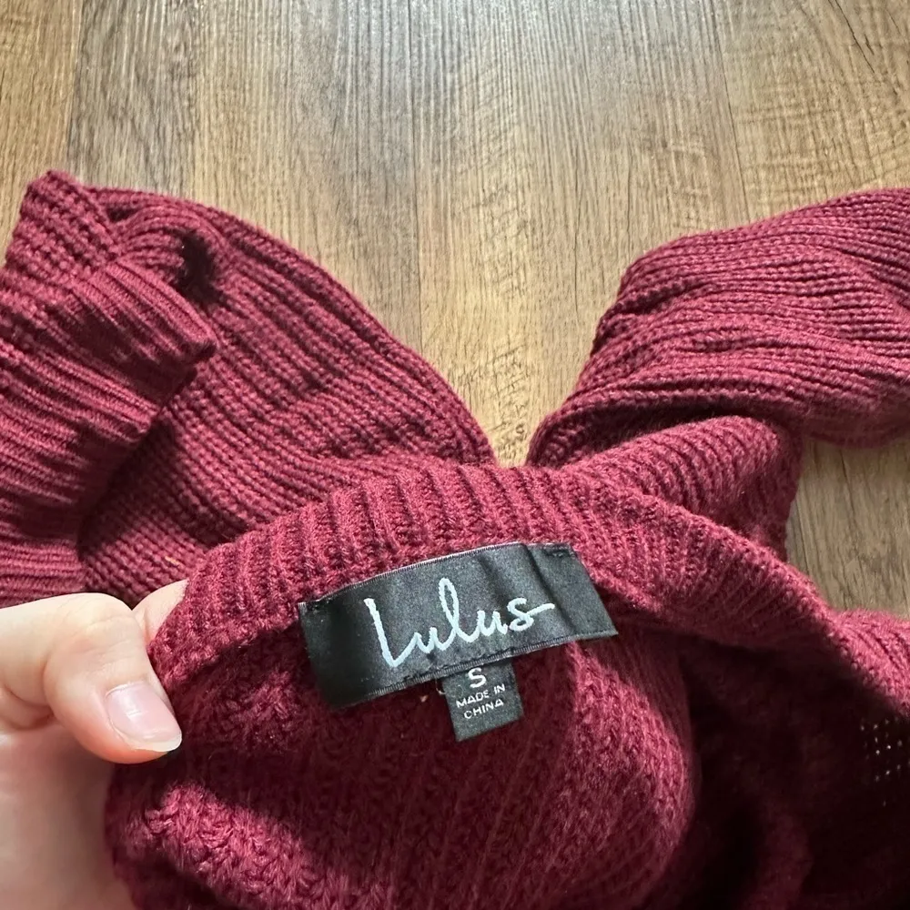 LULU’S Bringing Sexy Back Wine Red Backless Sweater Dress - Image 4