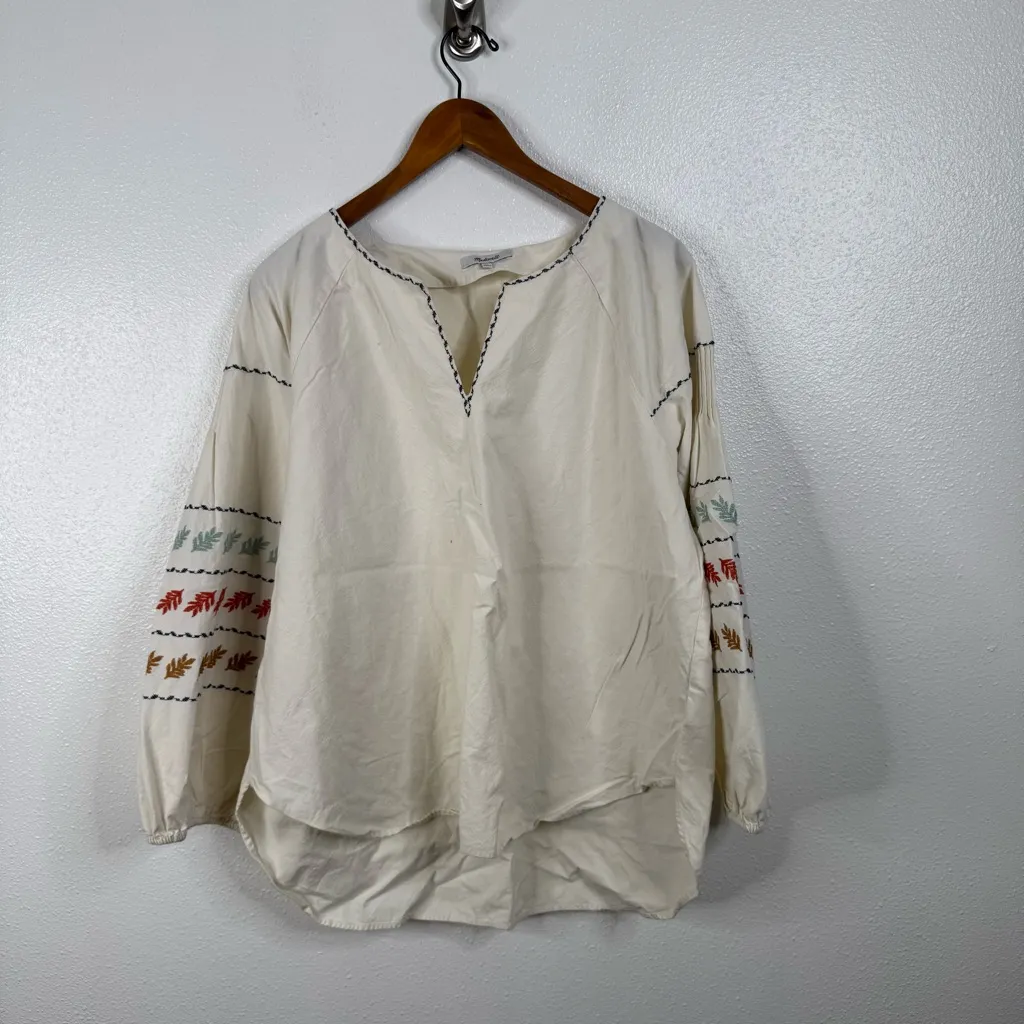 Madewell Embroidered Sleeve Popover Top Size Xlarge - Image 4